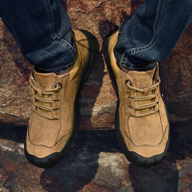 Genuine Leather Men Shoes Sneakers Outdoor Casual Shoes For Men Flats Comfortable Men Walking Hiking Shoes