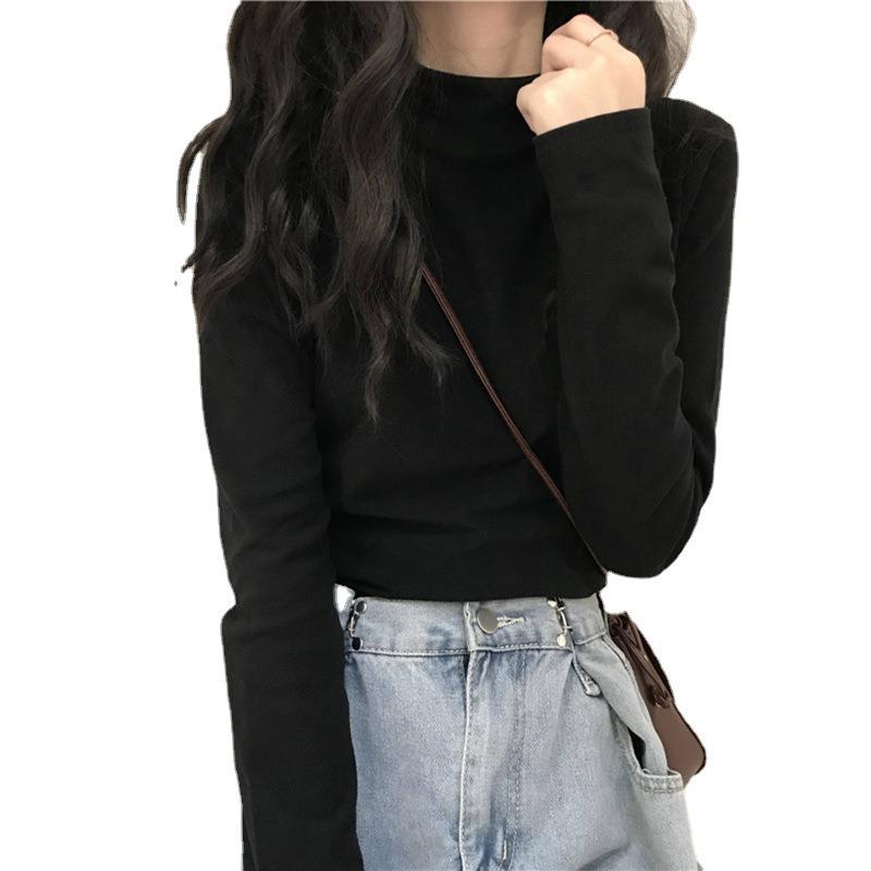 Autumn Long Sleeved T-shirt Women's Half High Neck Inner Top