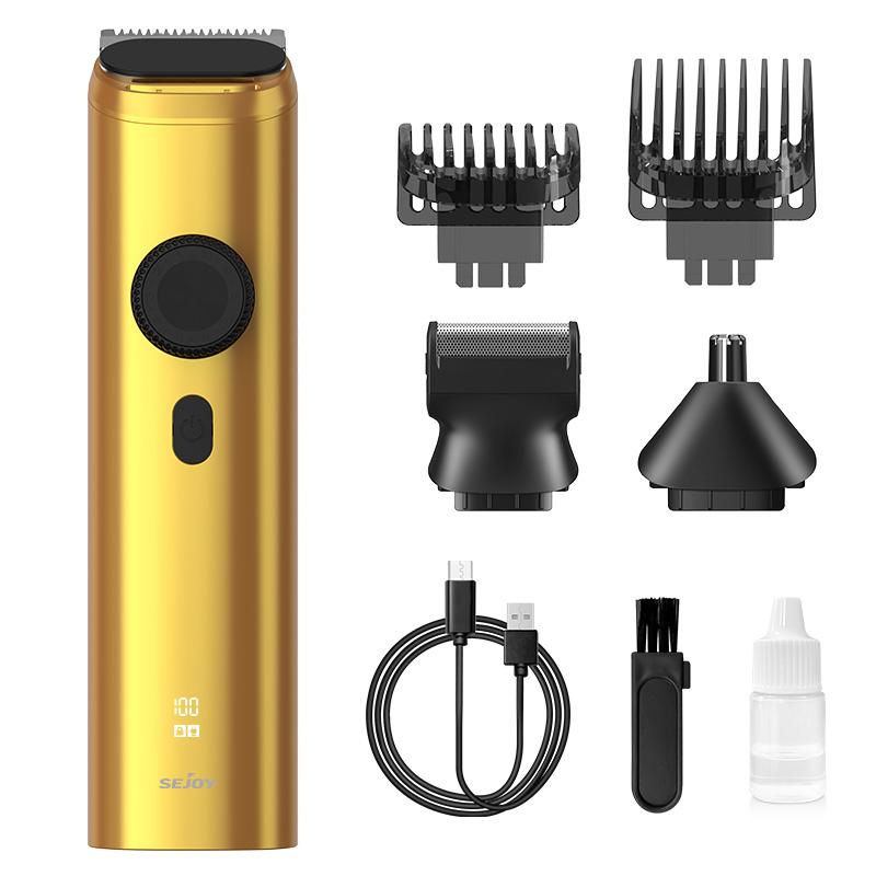 

Sejoy Professional Hair Clippers LED Display Electric Beard Trimmer Cordless Men s Grooming Kit Rechargeable Nose Trimmer Gold