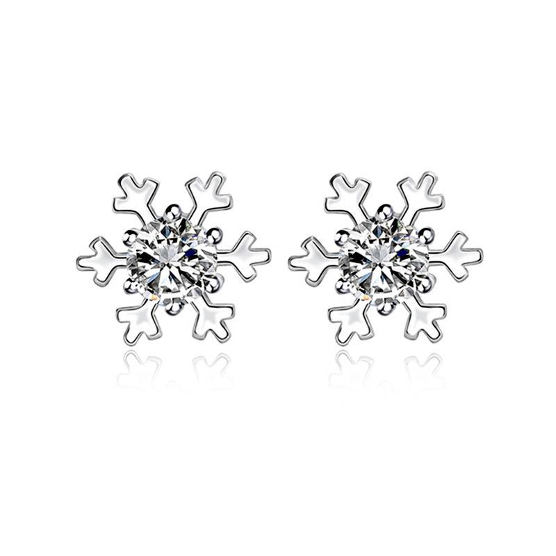 Korean Trendy Rhinestone Snowflake Stud Earrings - Simple, Creative Fashion for Women - Perfect Christmas Gift