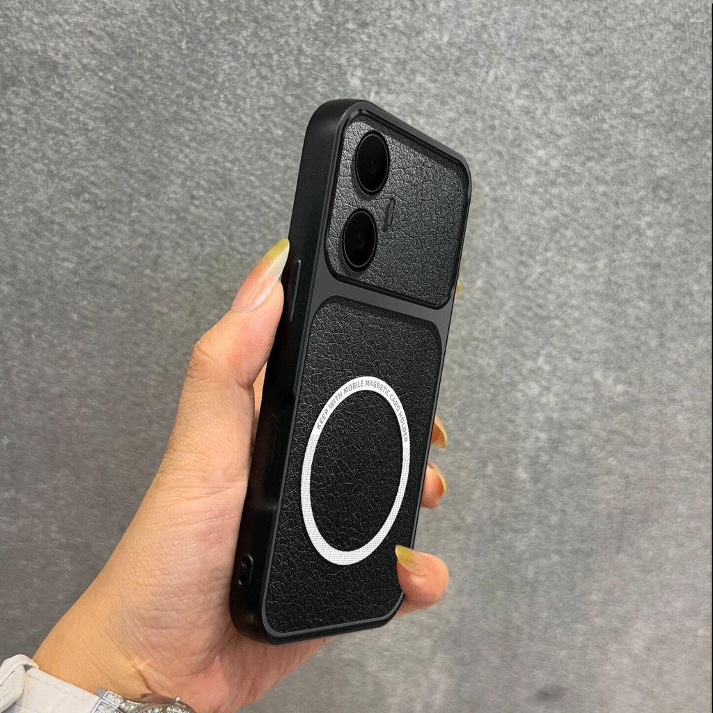 Upgraded Big Lens Protection Case for realme C55 Luxury Leather Casing with Magnetic Ring