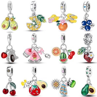 Copper Strawberry Pineapple Avocado Fruit Dessert Series Sweet Charms Beads 3Mm Diy Gift Fine Jewelry
