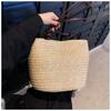 New wood bead straw straw woven bag women's woven bag shoulder vacation beach bag women's large-capacity tote bag