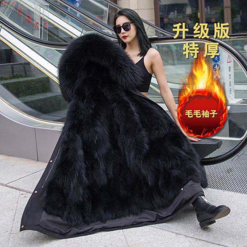 New Pie Overcome Female Mink Hair Thickened Liner Fur Large Size Jacket Detachable Pie Overcome Coat Medium and Long
