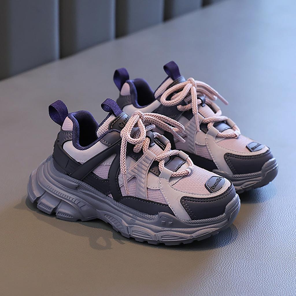 Kids Sneakers Fashion Sports Shoes For Boys Girls Lace Up Breathable Mesh Non-Slip Children School Running Shoes Toddlers