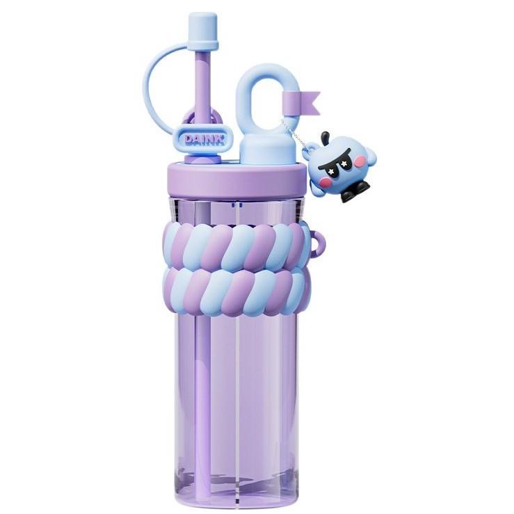 Girls Creative Cartoon Double Compartment Water Bottle With Straw For Students And Gifts