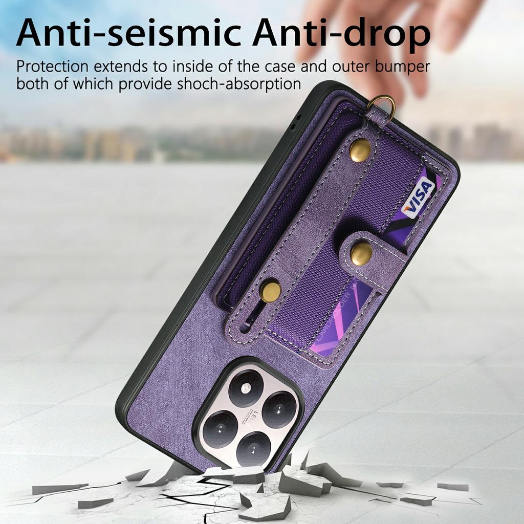 For Xiaomi 15T Case Wristband Kickstand PU Leather Retro Back Cover Card Holder