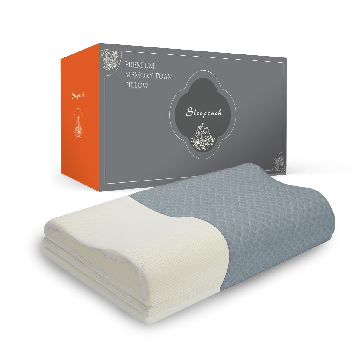 

Sleepeach Memory Foam Pillow with 6 Height Adjustments for a Perfect Fit, Washable Cover (Gray)