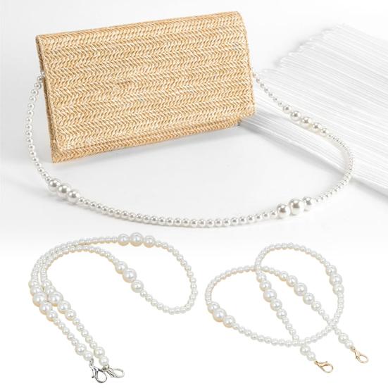 Purse Chain Strap Faux Pearl Bag Chain Strap Replacement with Metal Buckles Shoulder Cross Body Bag Chain for Ladies Tote Handbag