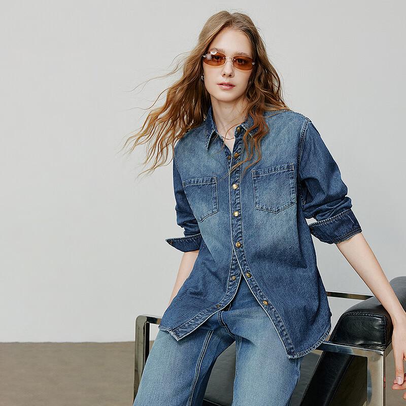 Chuyu Women's Gradient Denim Cardigan Shirt