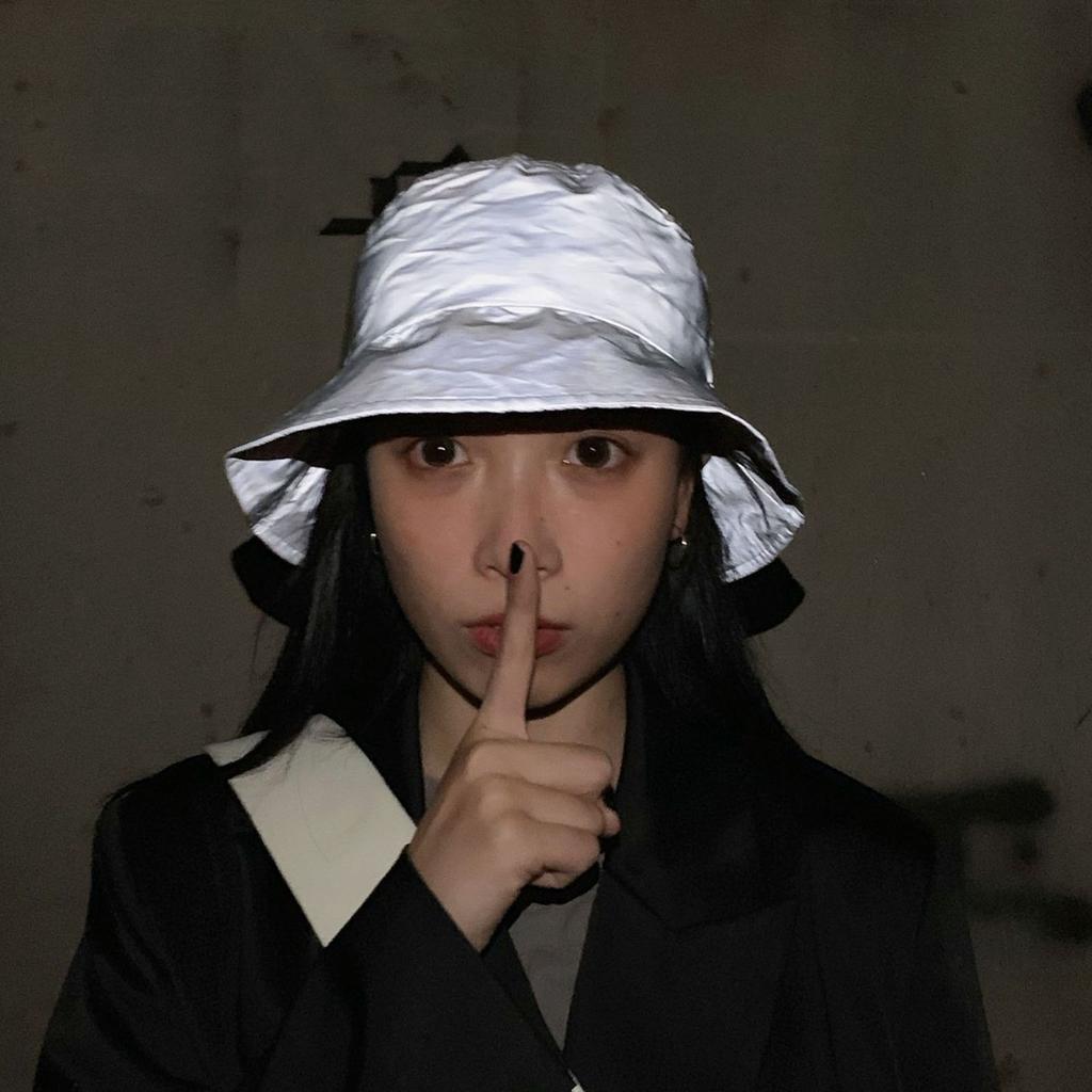 Reflective Hat Skin Friendly Breathable Stylish Cotton Bucket Hat for Women Men for Walking Running Cycling Party Silver Gray