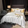 Conjunto de Roupa de Cama Nórdico 100% Seda com Capa de Edredom Lençol Fronha Luxo Casal Solteiro Casal Verão Liso Rainha Rei Lençol