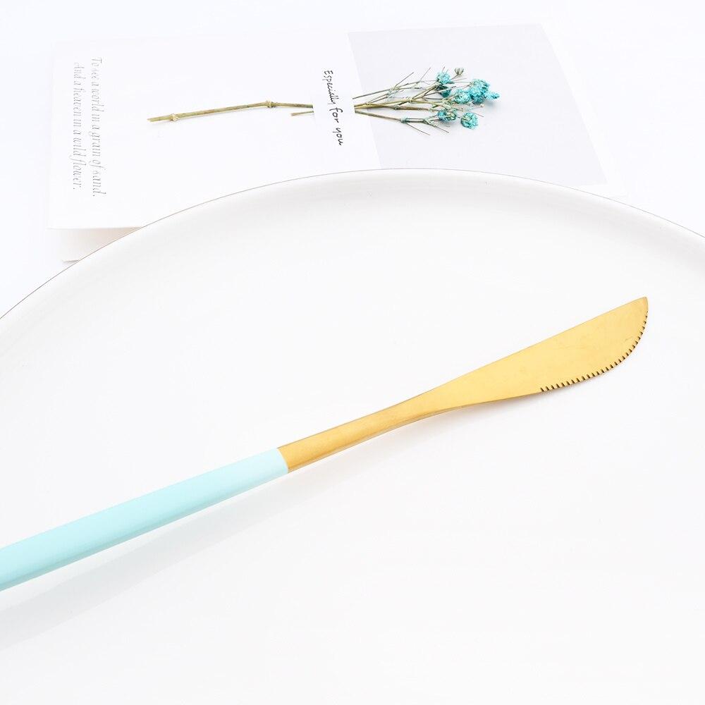 18pcs Colorful Cutlery Set Tableware Set Stainless Steel Dinner Knife Fork Spoon Matte Polishing Dinnerware Set