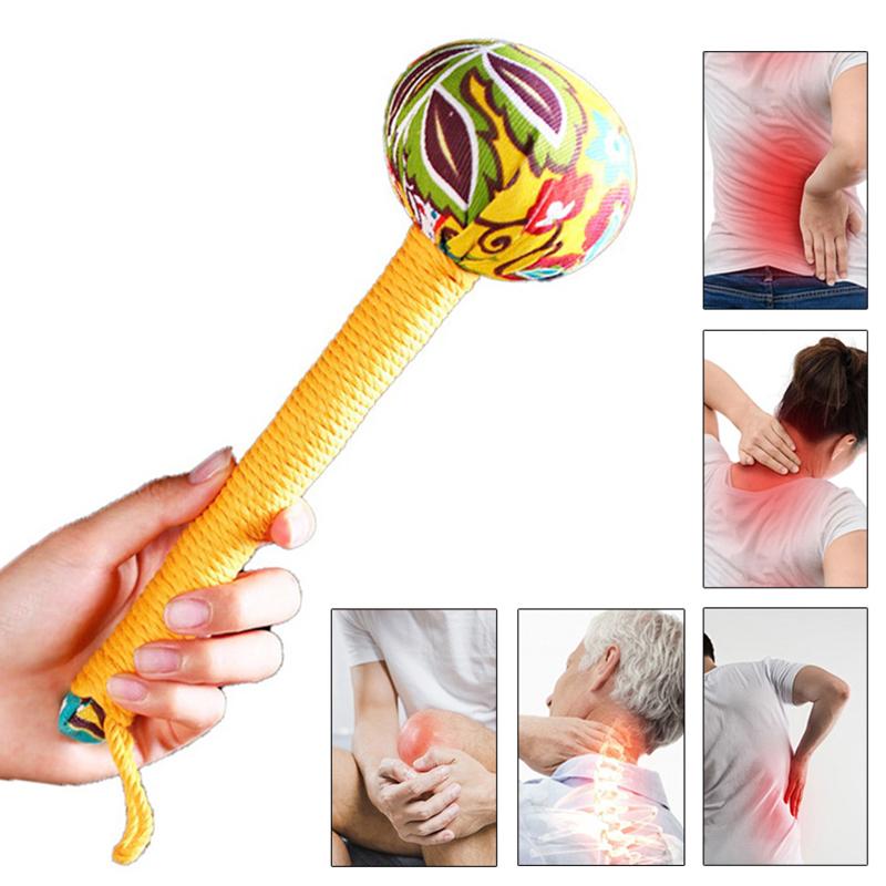 26/33cm Long-Handled Wormwood Massage Hammer For Lymphatic Drainage - Manual Full Body & Back Relief, Stress Reduction