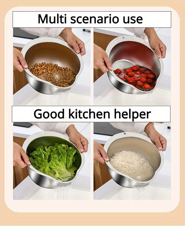 1 high-quality 304 stainless steel strainer - food safety rice and vegetable washing basin