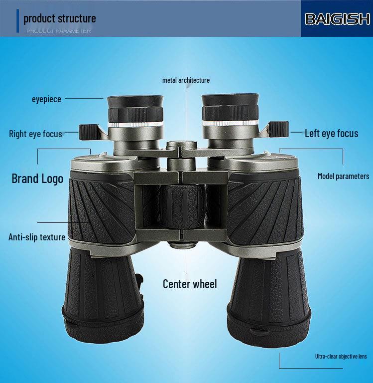 Begos 10X50 HD Adult Binoculars: High Magnification, Low-Light Night Vision for Outdoor Use