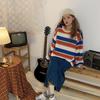 Trendy Women's Striped Long Sleeve Shirt - Autumn New Style Korean Loose T-Shirt for Students