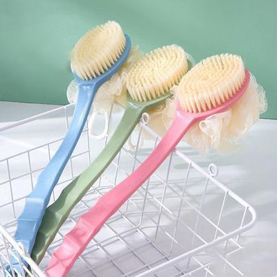 Bath Body Brush 2-in-1 Soft Back Brush Gentle Exfoliating Shower Sponge Scrubbing Brush Bathroom Cleaning Tool Accessories