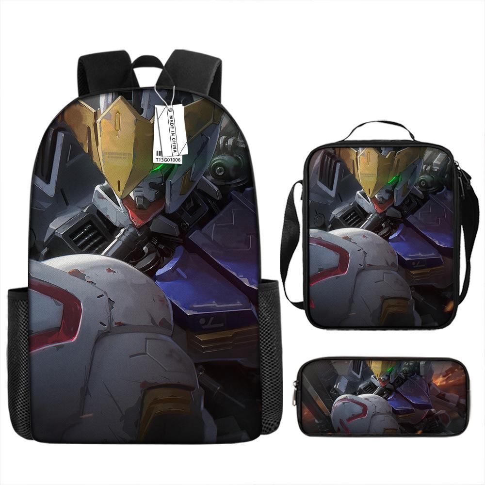 Gundam Backpack 3D Pattern Anime Backpack Student Printed School Bag Three-piece Set