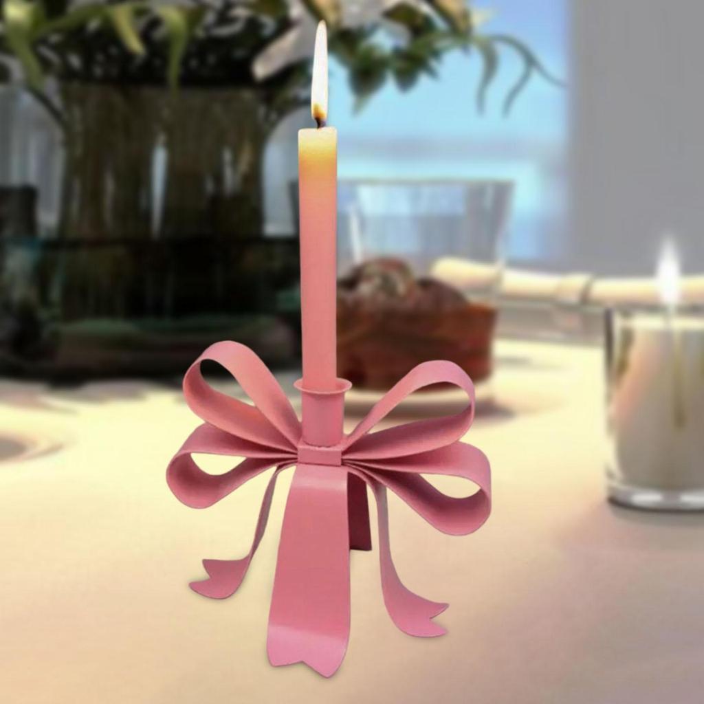 Bow Candle Holder Holiday Decor Displays Elegant Iron Candlestick Candles Stand Candleholder for Housewarming Hotel Party Dinner