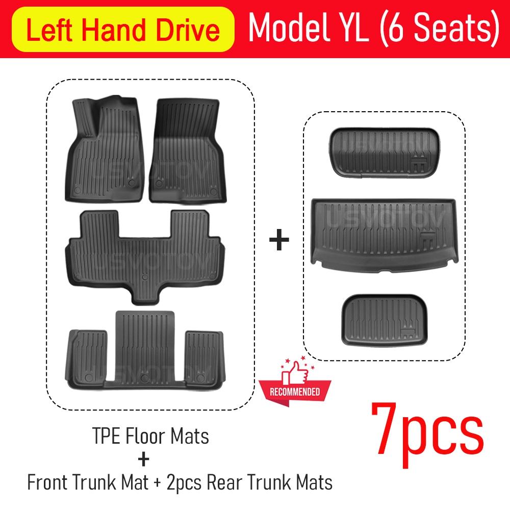 USVOTOV All-Weather Floor Mats Cargo Liner For 2026 Tesla Model YL Y L (6 Seats) Accessories Trunk Mats Back Seat Protector Pads