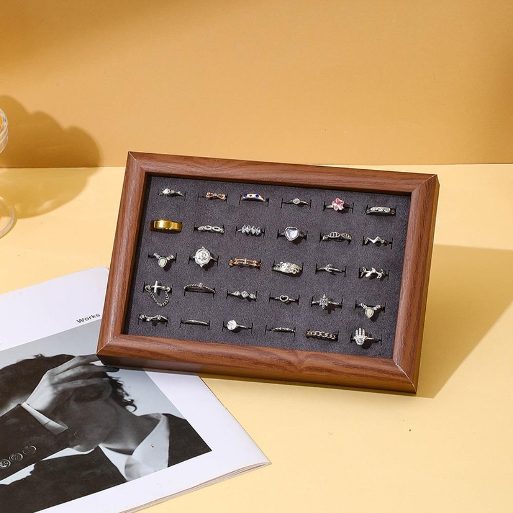 Velvet Rings Display Tray 30 Slot Finger Ring Storage Rack Fashion Jewelry Trays  Display Props