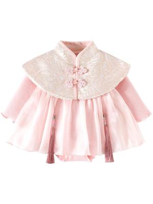 Chinese Red Baby New Year Outfit: Infant Winter Velvet Skirt with Diaper Cover for First Birthday and Formal Wear.