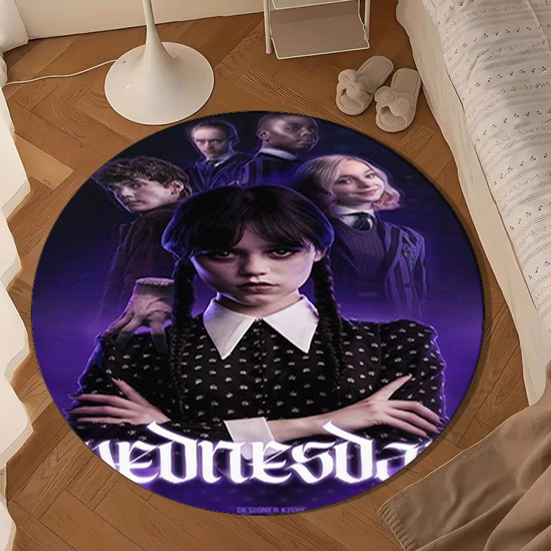Wednes-day Gothic Round Rug for Livingroom,Bedroom, Palyroom, Chair Rug, Area Rug, Circle Carpet, Large Size Fan Christmas Gift