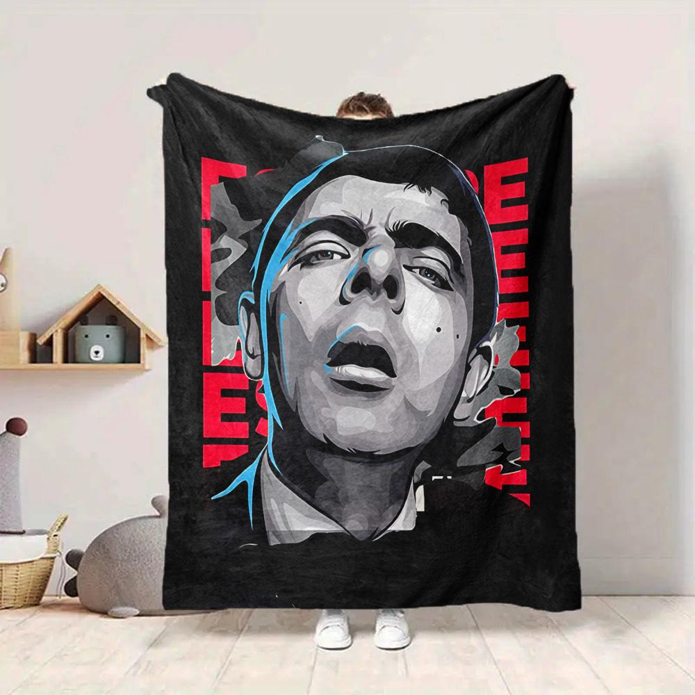 1pc Mr. Bean Flannel Throw Blanket HD Printed Lightweight Soft Warm All Season Blanket for Sofa, Bed, Travel, Camping Machine Washable