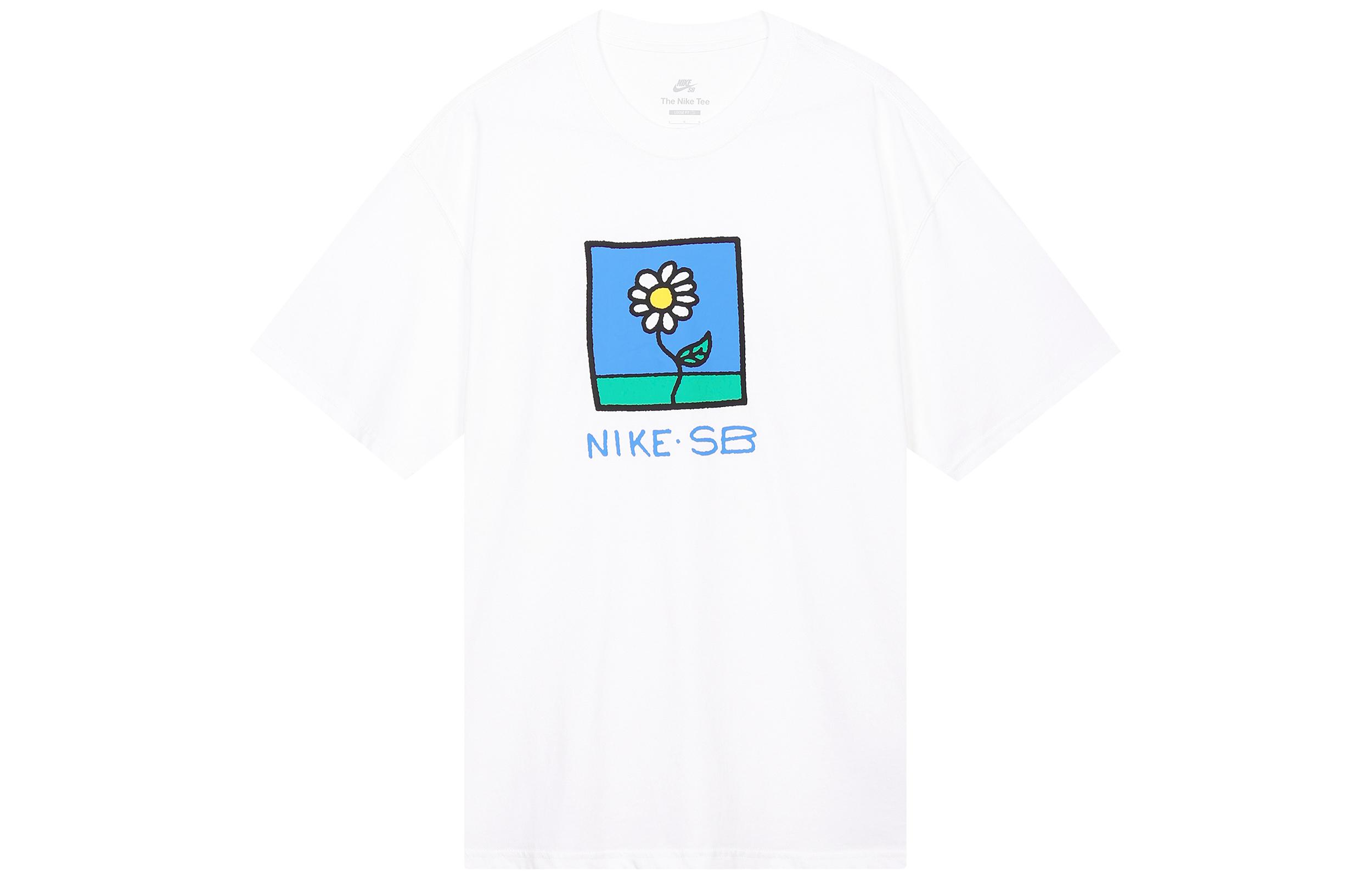 Nike SB T Shirts Men s White Crew Neck Moderate FB8139-100 XL