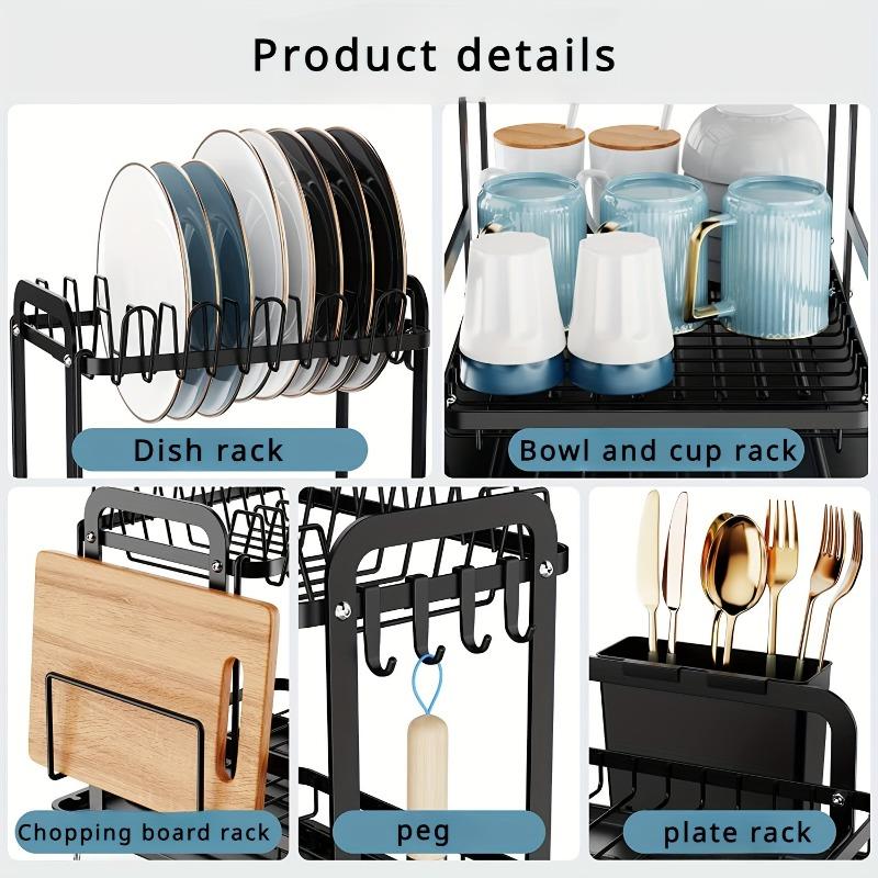 Dishwasher Rack Kitchen Countertop Sink Is Equipped with Double-deck Dish Rack Drain Plate Set Double-deck Bowl Restaurant Kitchen Accessories.