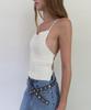 Daiaegeuneol Back Strap Crochet Knit Top (White)