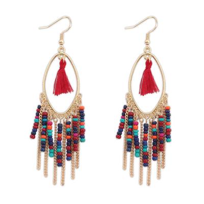 Popular Bohemian Fashion Retro Beaded Tassel Earrings Temperament Versatile Long Women's Earrings Accessories