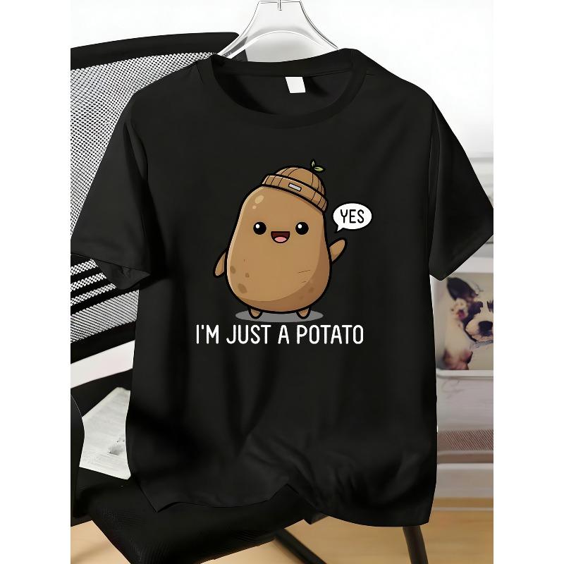 Kids Crewneck Short Sleeve T-Shirt, Moisture Wicking Breathable Potato Print