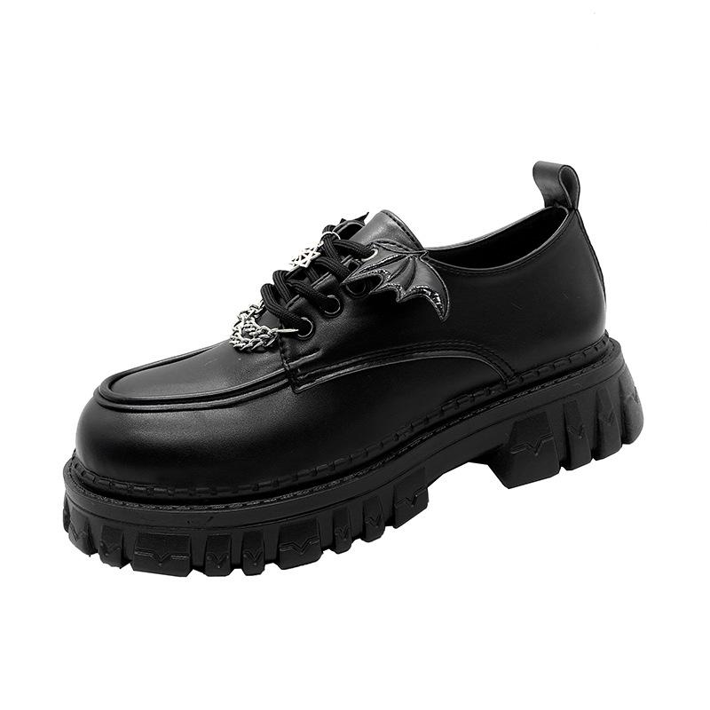Cute Student Muffin Platform Small Leather Shoes Women's Spring and Autumn New Black Sweet Cool Mary Jane Women's Shoes
