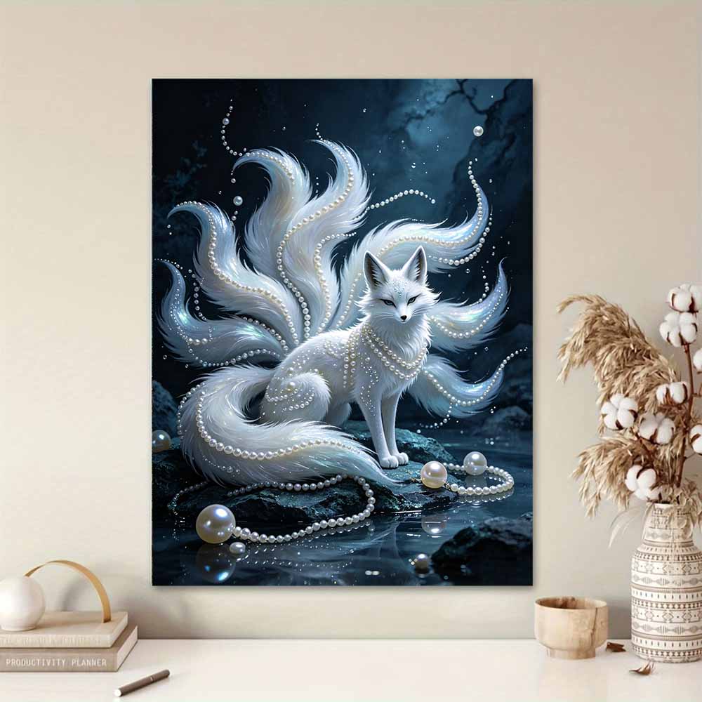 Kit Pittura Diamante Perle Fai da Te per Adulti e Principianti, Pittura Scintillante Volpe Mitologica Artigianato Decorazione Murale Casa Regalo fatto a mano