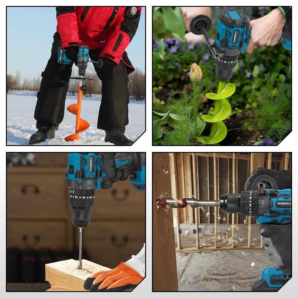 Yofidra 900 Nm 13 mm Bürstenloser Elektrischer Schlagbohrschrauber 20+3 Drehmoment Akku-Schrauber Kraftwerkzeug für Makita 18V Akku-Stift