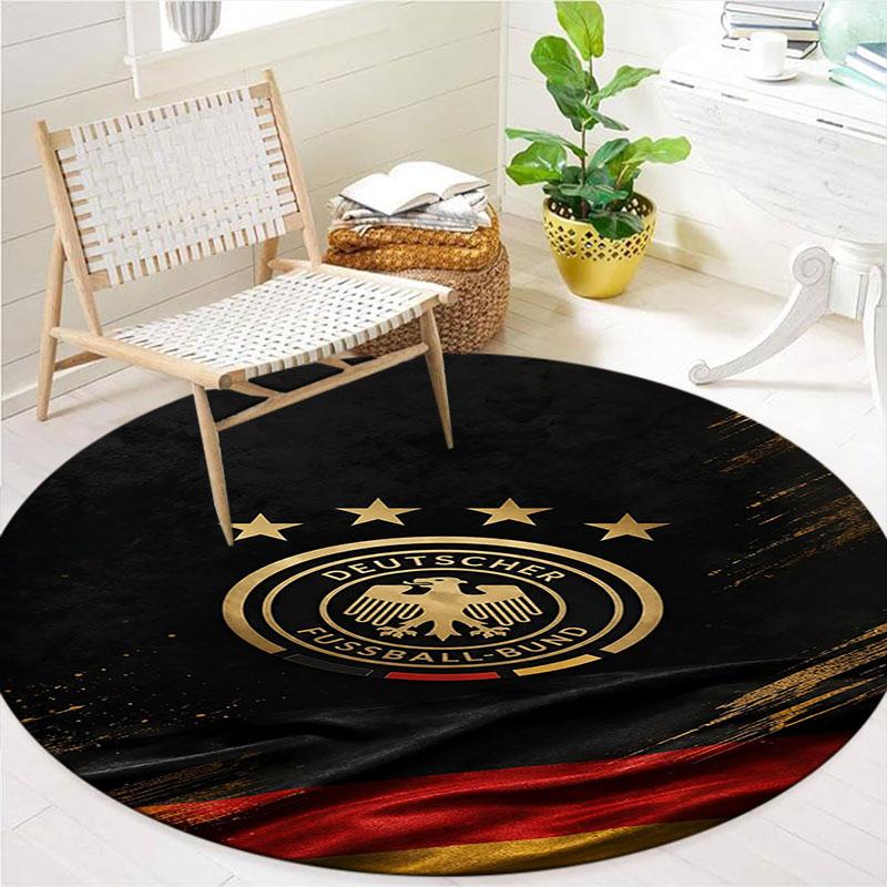 Germany National Football Team Round Area Rug,Carpet Rug for Living Room Bedroom Sofa Playroom Decor,Non-slip Floor Mat