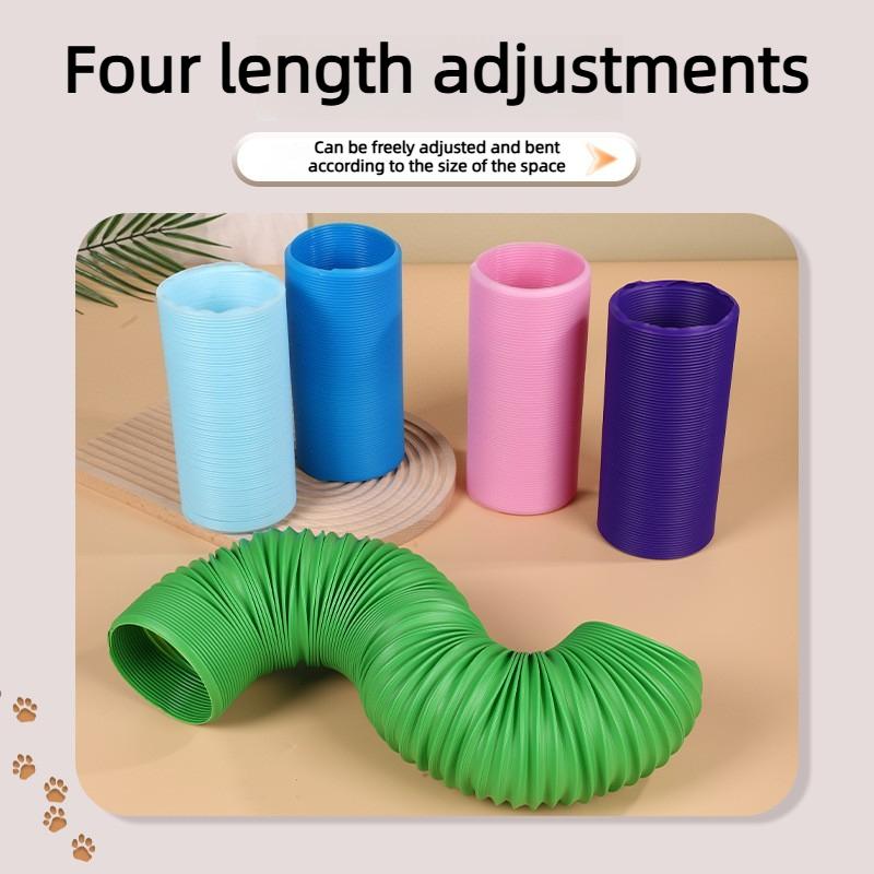 Flexible Retractable Hamster Tunnel, Corrugated Plastic Tube Toy, Bendable Hideout for Small Pets, Cage Accessories