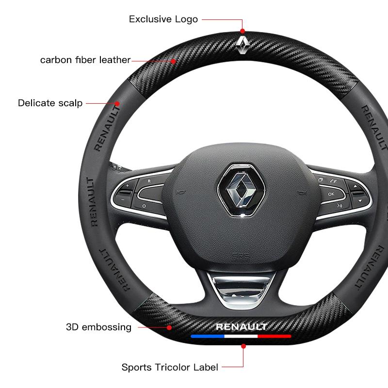 2026 Hot For Renault Hub Caps Car Steering Wheel Cover Breathable Anti-slip Accessories For Renault Clio Koleos Megane QM6 Kadja