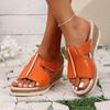 European and American Large-size Sandals Metal Buckle Decorative Hemp Rope Wedge Heel Light Bottom Fish Mouth Sandals