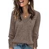 Women's T Shirt Tee Button Long Sleeve Tunic Daily Weekend Fashion Basic V- Neck Regular Top