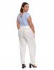 Women's Linen Trousers with Elastic Waistband, Elegant, Straight Leg, MORAJ M WHITE