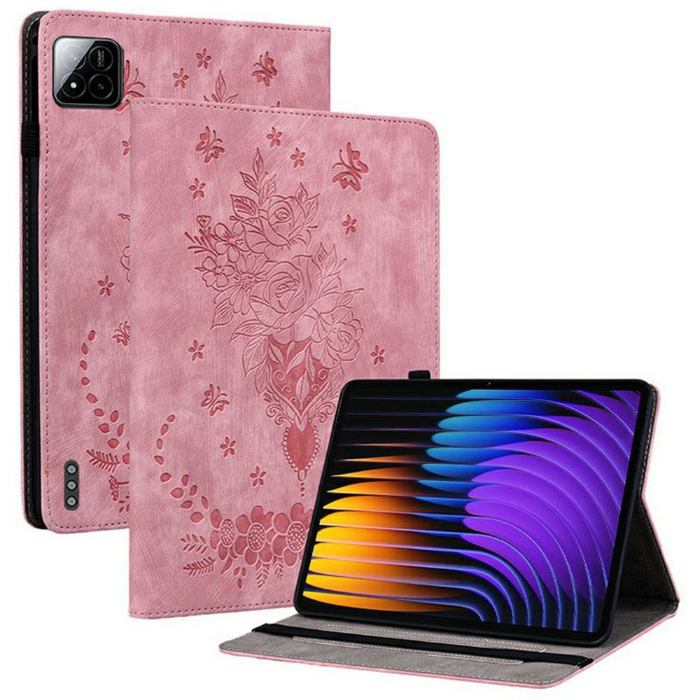 For Xiaomi Poco Pad X1/Pad 8 Pro/Pad 8/Pad 7 Pro/Pad 7 Case Card Holder Anti-Scratch Leather Cover Rose Flower Imprint