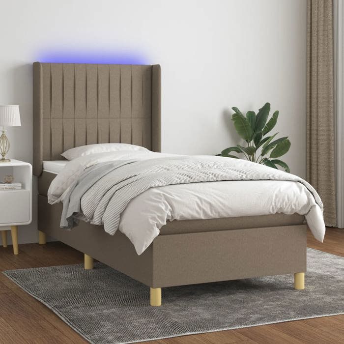 VidaXL Sommier à Lattes de Lit avec Matelas et LED, Lit Rembourré, Lit Simple, Lit Adulte de Chambre à Coucher Intérieur, 3138993