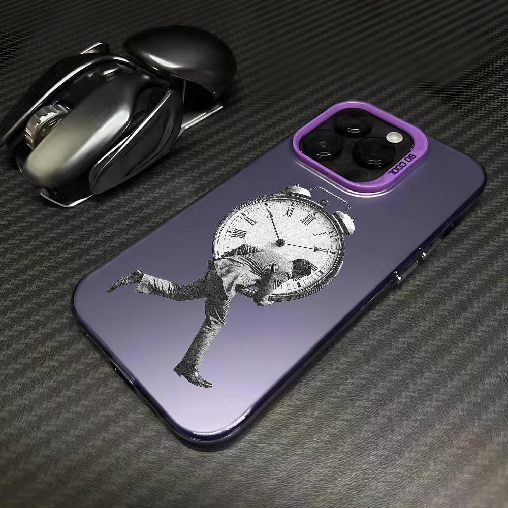Pressure People Phone Case For iPhone 16 15 14 13 12 17 Pro Max Plus Multicolor Matte Silver-Plated Protective