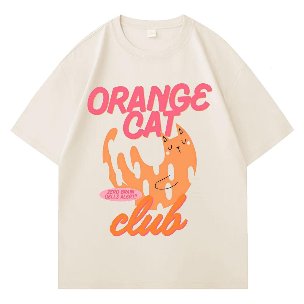 Funny Cat Meme Graphic Print Streetwear T-Shirt Fashion Cotton Tshirts Clothes Trend Y2K Short Sleeve Tshirts
