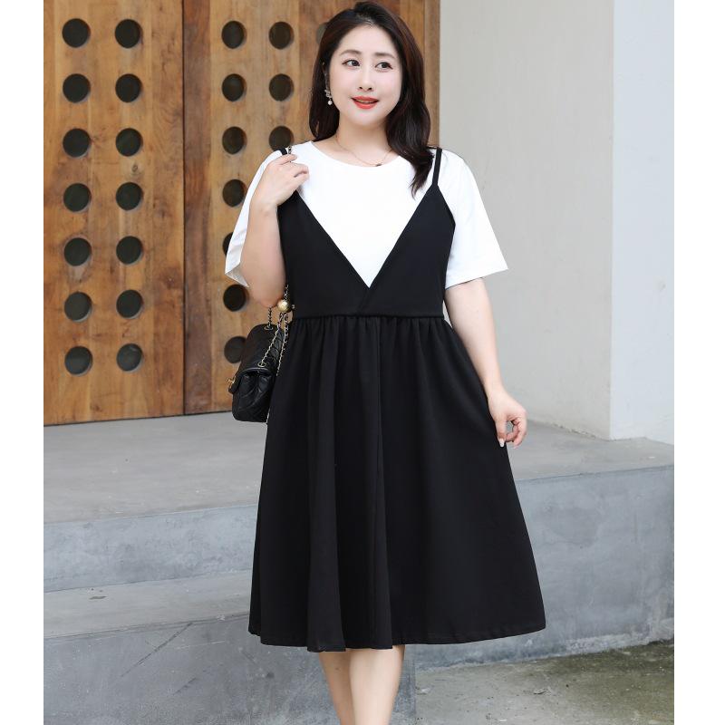 

Plus Size 150-300 Jin Slimming Two-Piece Mid-Length Dress 4XL