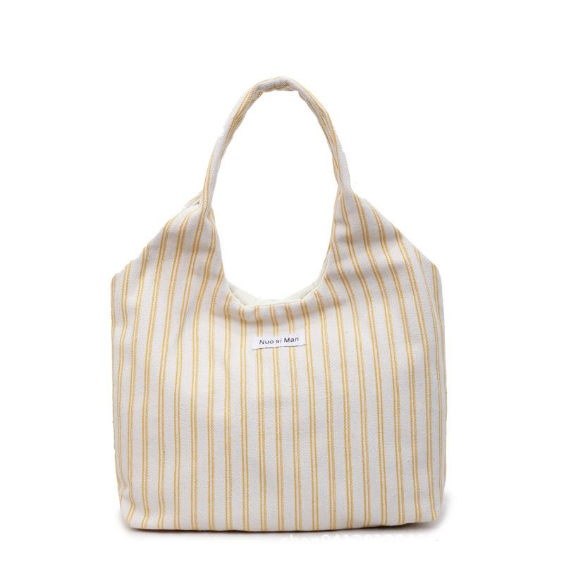 Canvas bag large capacity tote bag women's 2025 new summer niche stripes simple fashion portable shoulder bag