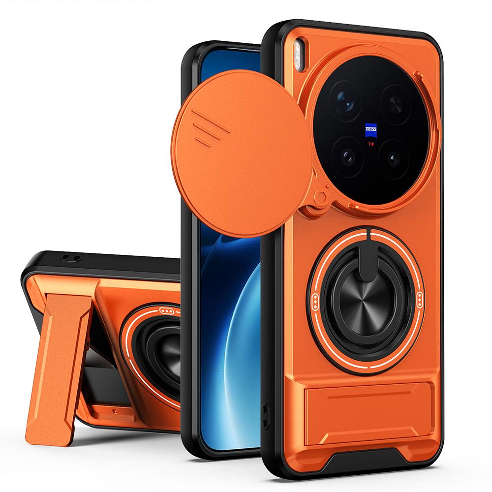 KEYSION Magnetic Phone Case for VIVO X300 Pro 5G Slide Camera Protection Upright Kickstand Ring Shockproof Cover for VIVO X300
